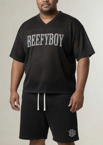 New Boxy Mesh V-Neck Jersey