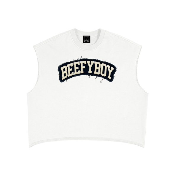 Distressed Varsity Cut Off Cropped Top