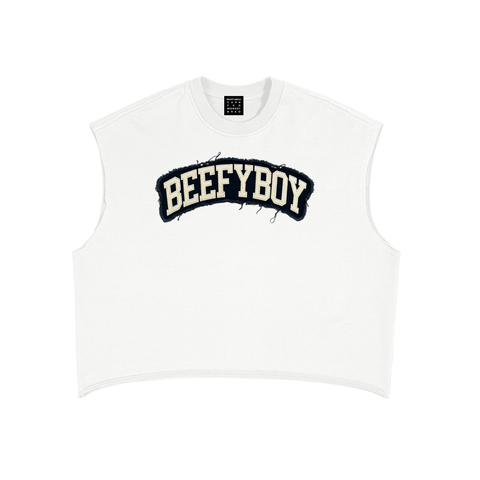 Distressed Varsity Cut Off Cropped Top