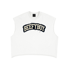 Distressed Varsity Cut Off Cropped Top