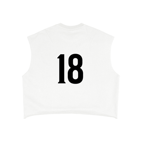 Distressed Varsity Cut Off Cropped Top