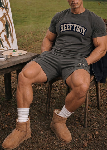 Distressed Varsity Crewneck T-Shirt