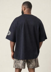 Oversized Distressed Varsity Cotton T-Shirt