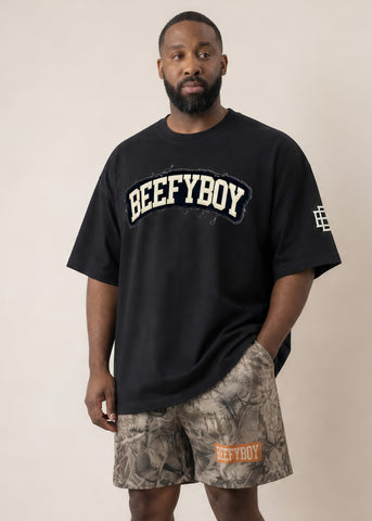 Oversized Distressed Varsity Cotton T-Shirt
