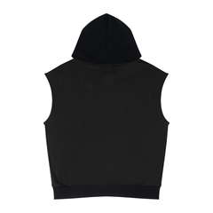 Distressed Varsity Mesh Sleeveless Hoodie