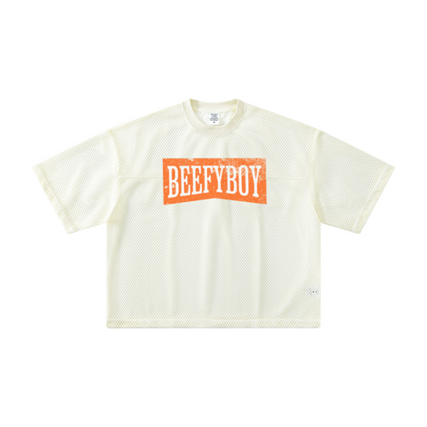 240GSM Men’s Boxy-Fit Mesh Layering T-Shirt Off White