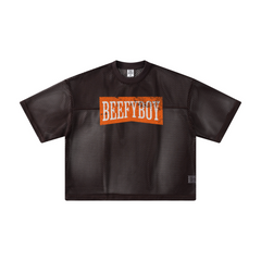 240GSM Men’s Boxy-Fit Mesh Layering T-Shirt Coffee Brown