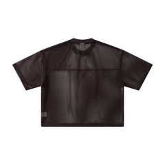 240GSM Men’s Boxy-Fit Mesh Layering T-Shirt Coffee Brown