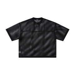 240GSM Men’s Boxy-Fit Mesh Layering T-Shirt Black