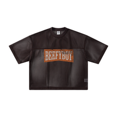 240GSM Men’s Boxy-Fit Mesh Layering T-Shirt Coffee Brown