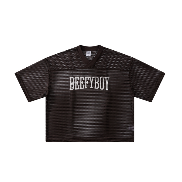 New Boxy Mesh V-Neck Jersey