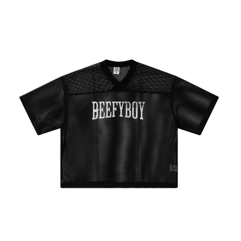 240GSM Men’s Boxy-Fit Mesh Layering V-Neck T-Shirt Black