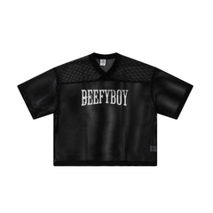 240GSM Men’s Boxy-Fit Mesh Layering V-Neck T-Shirt Black