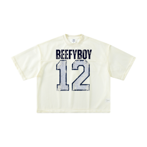 240GSM Men’s Boxy-Fit Mesh Layering T-Shirt Off White