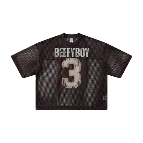 240GSM Men’s Boxy-Fit Mesh Layering T-Shirt Coffee Brown