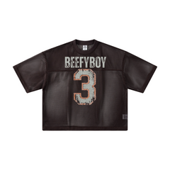 240GSM Men’s Boxy-Fit Mesh Layering T-Shirt Coffee Brown