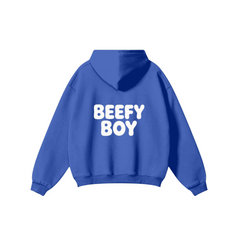 345GSM Men's Solid Color Pullover Hoodie Cyan Blue