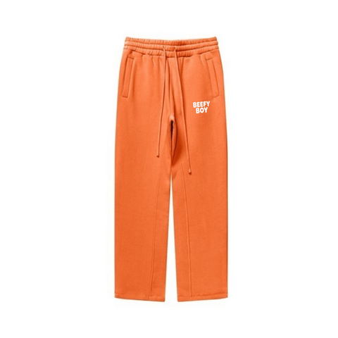 345GSM Unisex Solid-Color Relaxed Fleece-Lined Straight-Leg Pants Orange