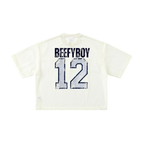 240GSM Men’s Boxy-Fit Mesh Layering T-Shirt Off White