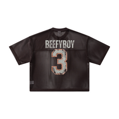 240GSM Men’s Boxy-Fit Mesh Layering T-Shirt Coffee Brown