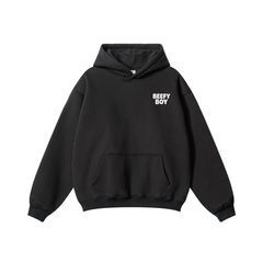345GSM Men's Solid Color Pullover Hoodie Black