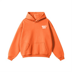 345GSM Men's Solid Color Pullover Hoodie Orange