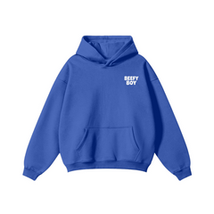 345GSM Men's Solid Color Pullover Hoodie Cyan Blue
