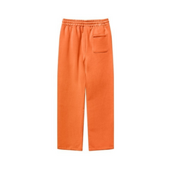 345GSM Unisex Solid-Color Relaxed Fleece-Lined Straight-Leg Pants Orange